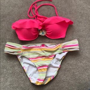 Hot pink/stripe bikini